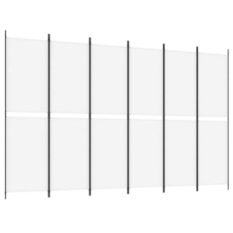 Parawan 6-panelowy, biały, 300 x 200 cm, tkanina