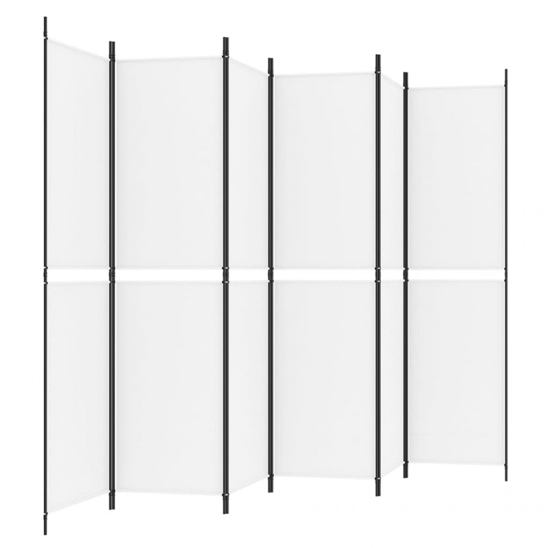 Parawan 6-panelowy, biały, 300 x 200 cm, tkanina