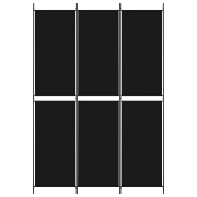 Parawan 3-panelowy, czarny, 150x220 cm, tkanina