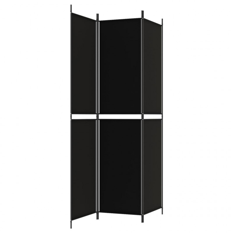 Parawan 3-panelowy, czarny, 150x220 cm, tkanina