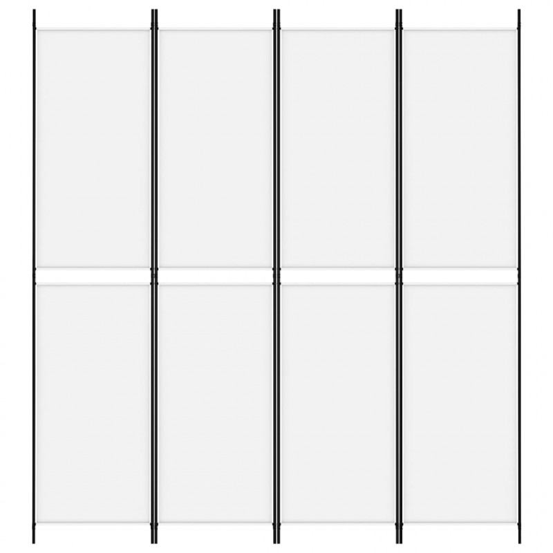 Parawan 4-panelowy, biały, 200x220cm, tkanina