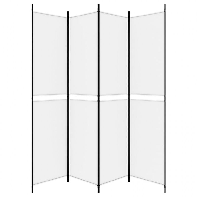 Parawan 4-panelowy, biały, 200x220cm, tkanina