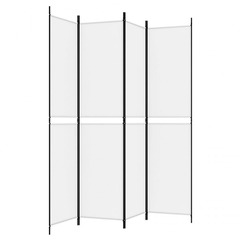 Parawan 4-panelowy, biały, 200x220cm, tkanina