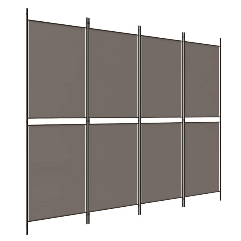 Parawan 4-panelowy, antracytowy, 200x220 cm, tkanina