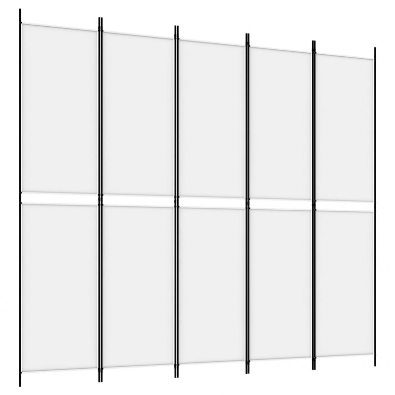 Parawan 5-panelowy, biały, 250x220 cm, tkanina