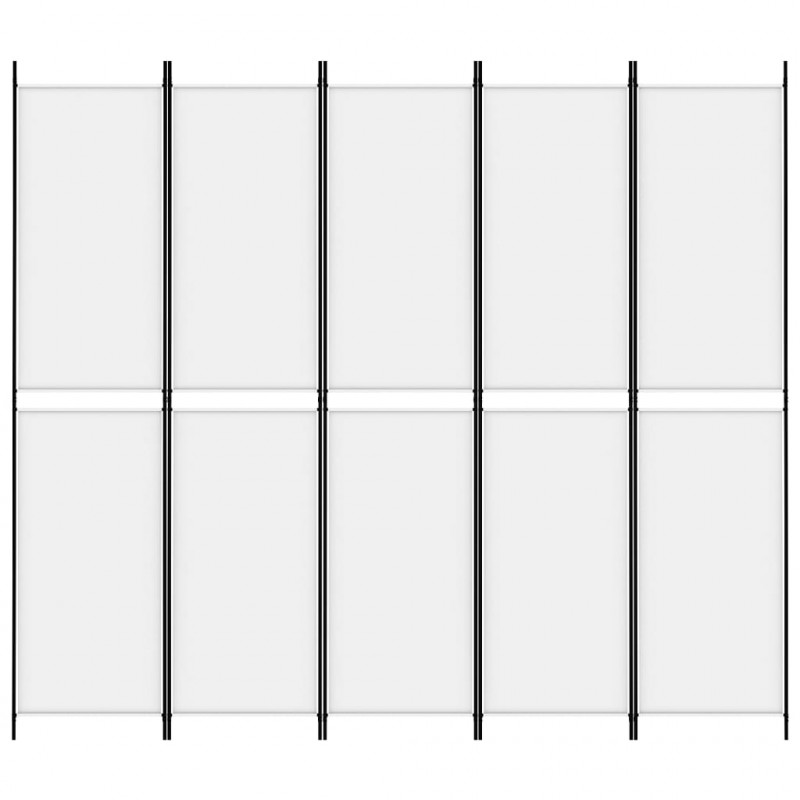 Parawan 5-panelowy, biały, 250x220 cm, tkanina
