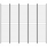 Parawan 5-panelowy, biały, 250x220 cm, tkanina