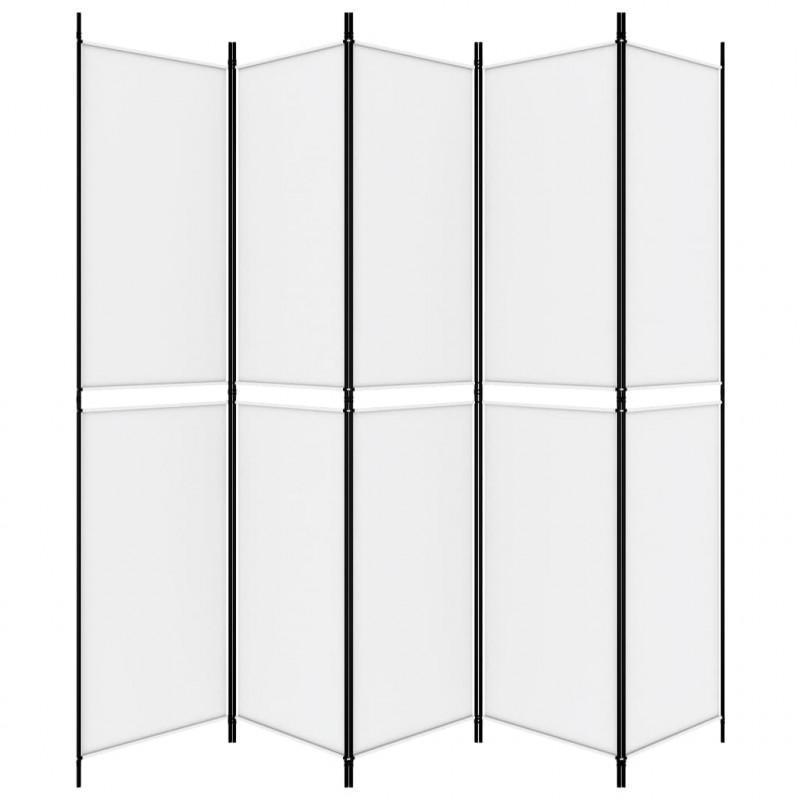 Parawan 5-panelowy, biały, 250x220 cm, tkanina