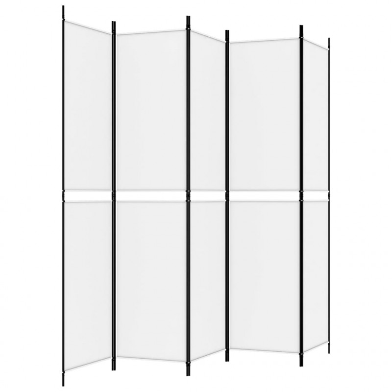 Parawan 5-panelowy, biały, 250x220 cm, tkanina