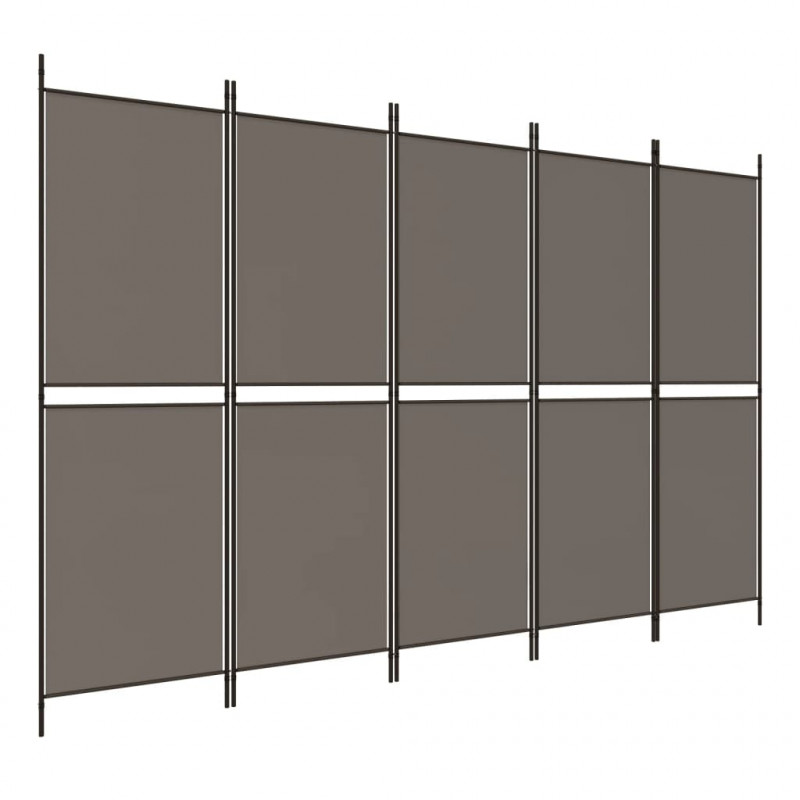 Parawan 5-panelowy, antracytowy,250x220 cm, tkanina