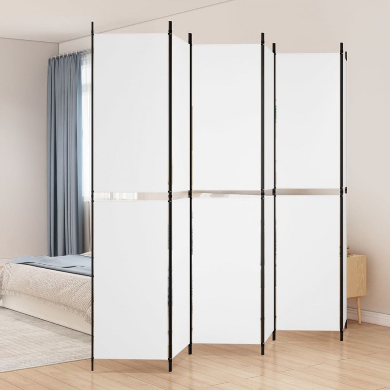 Parawan 6-panelowy, biały, 300x220 cm, tkanina