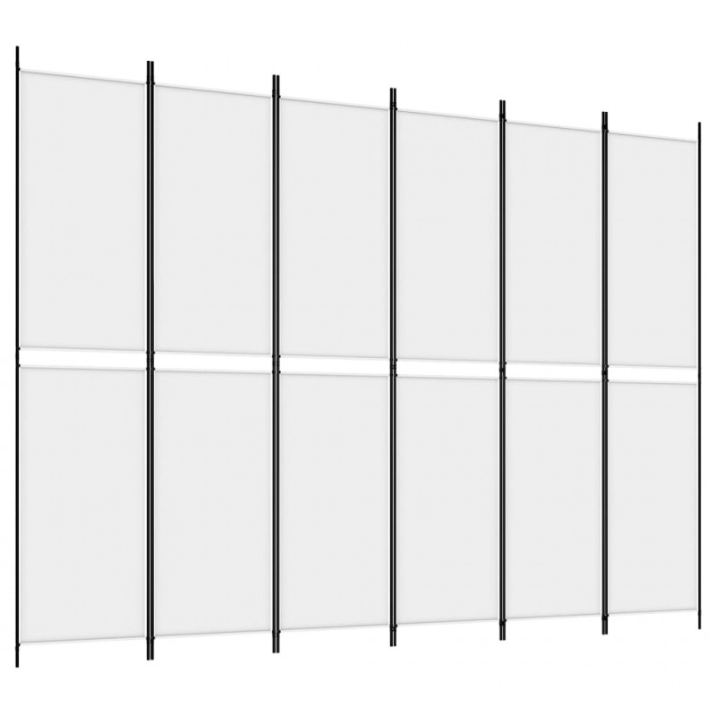 Parawan 6-panelowy, biały, 300x220 cm, tkanina