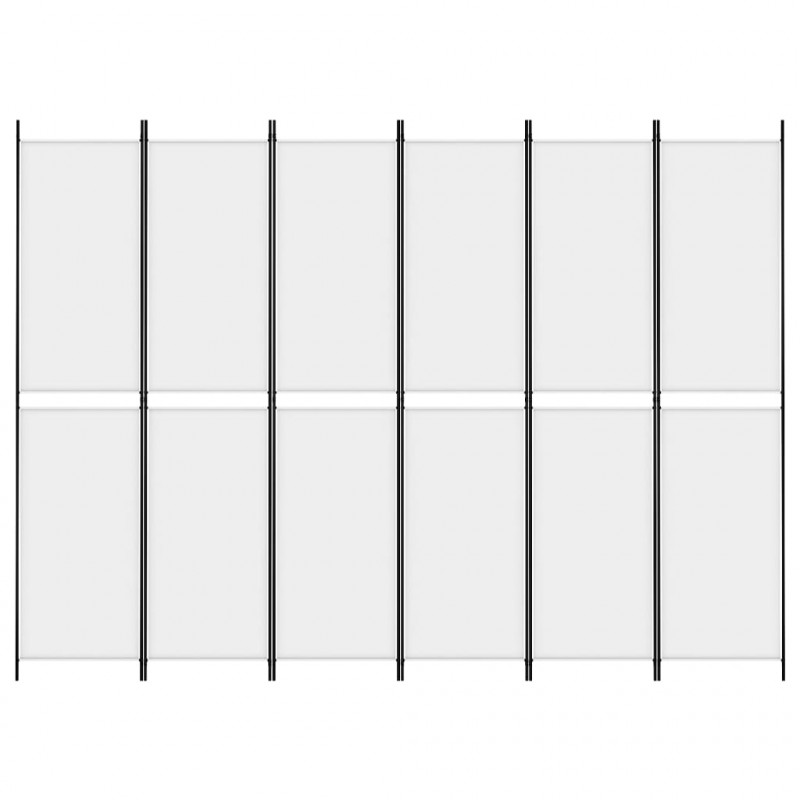 Parawan 6-panelowy, biały, 300x220 cm, tkanina