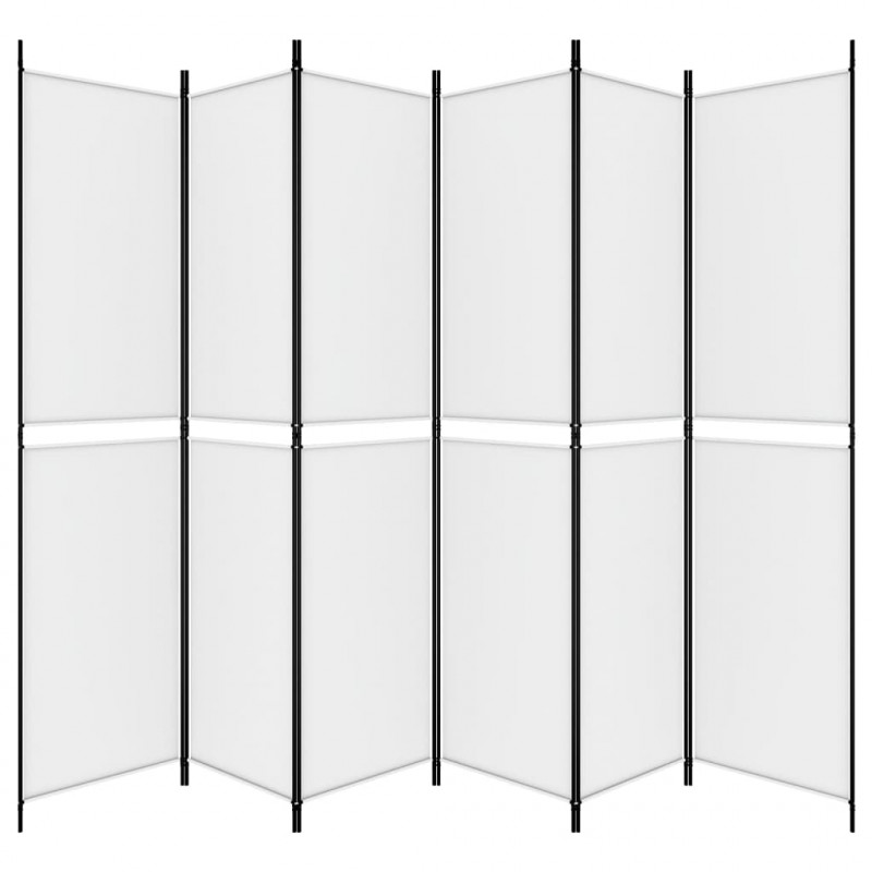 Parawan 6-panelowy, biały, 300x220 cm, tkanina