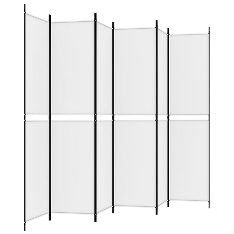 Parawan 6-panelowy, biały, 300x220 cm, tkanina