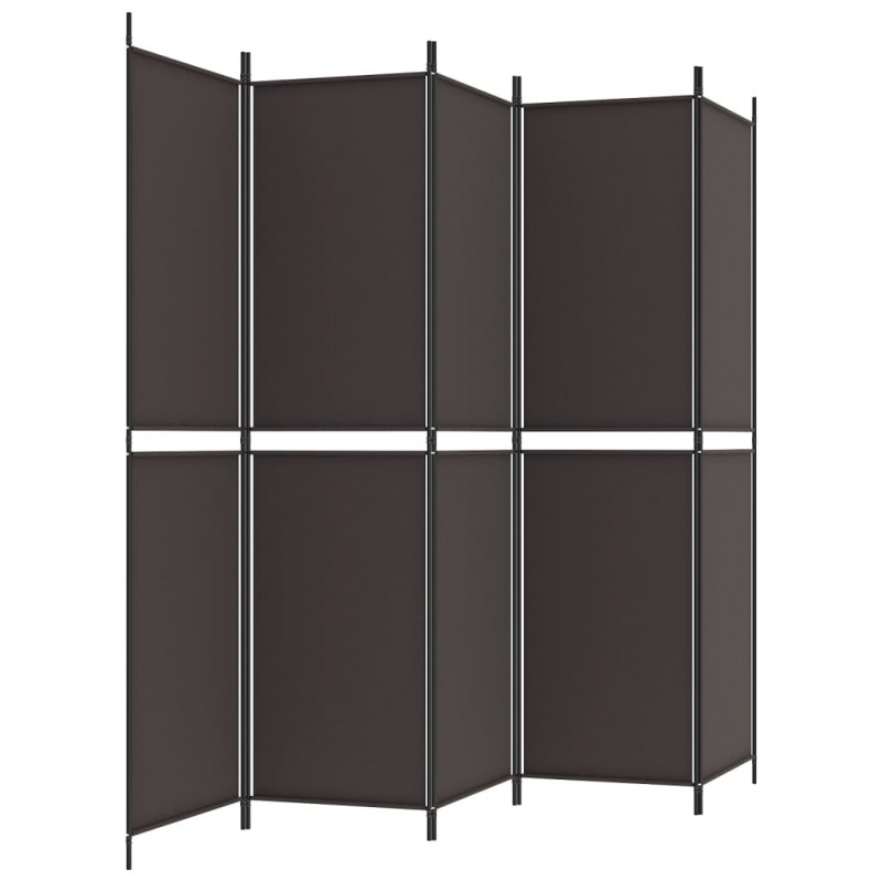 Parawan 6-panelowy, brązowy, 300x220 cm, tkanina