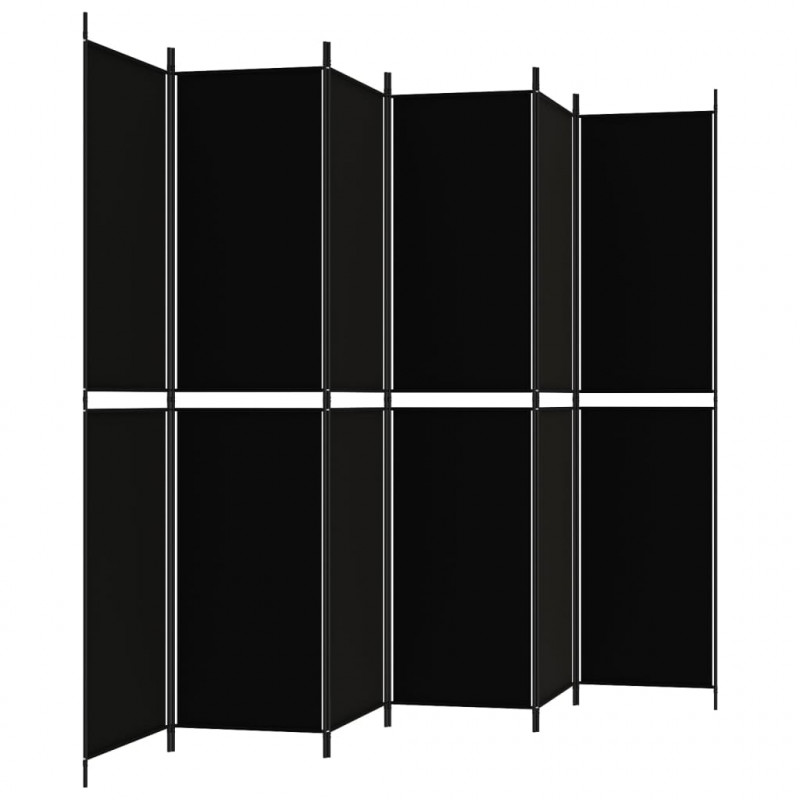 Parawan 6-panelowy, czarny, 300x220 cm, tkanina