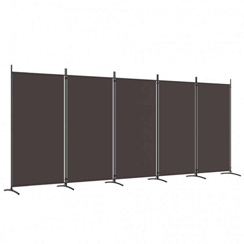 Parawan 5-panelowy, brązowy, 433x180 cm, tkanina