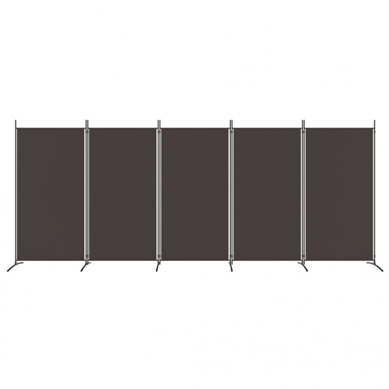 Parawan 5-panelowy, brązowy, 433x180 cm, tkanina