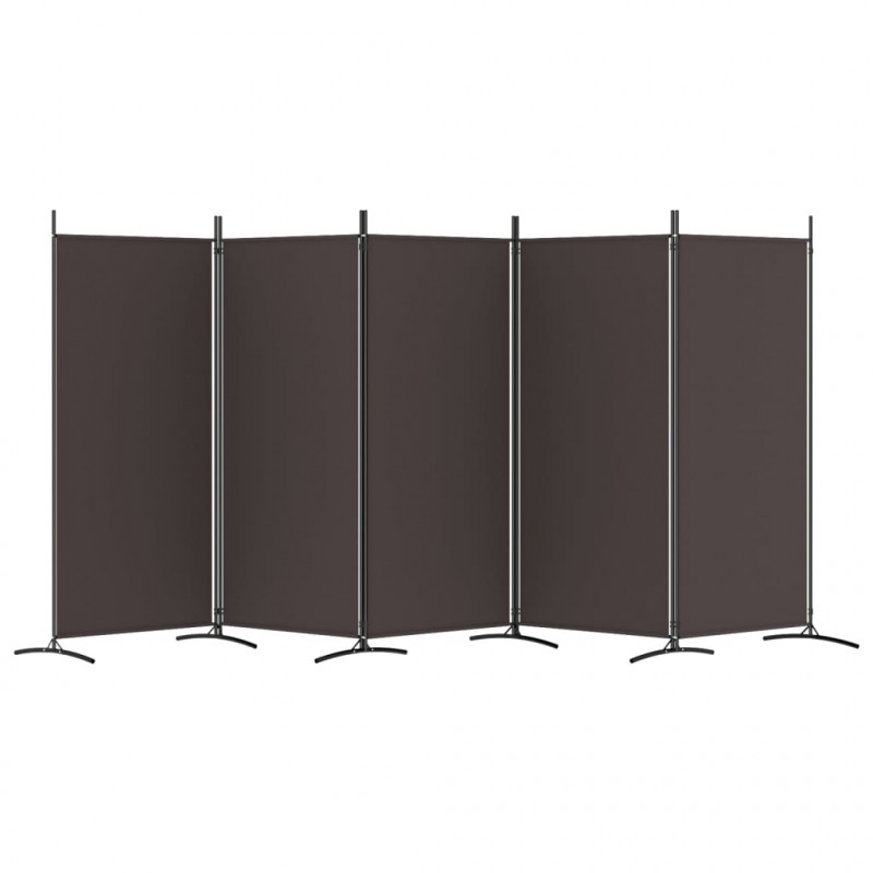 Parawan 5-panelowy, brązowy, 433x180 cm, tkanina