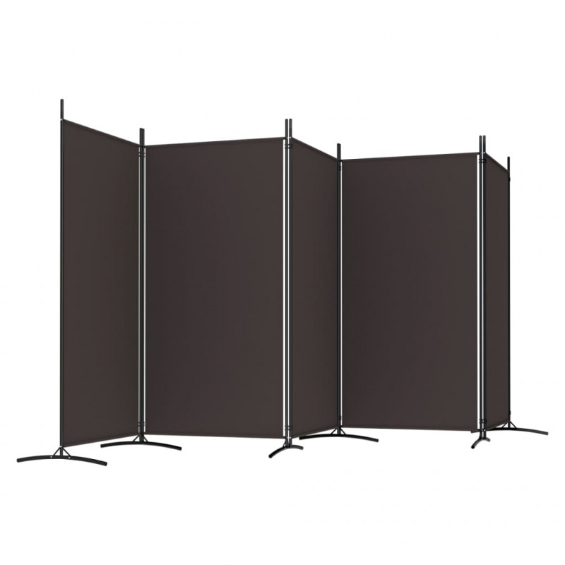 Parawan 5-panelowy, brązowy, 433x180 cm, tkanina