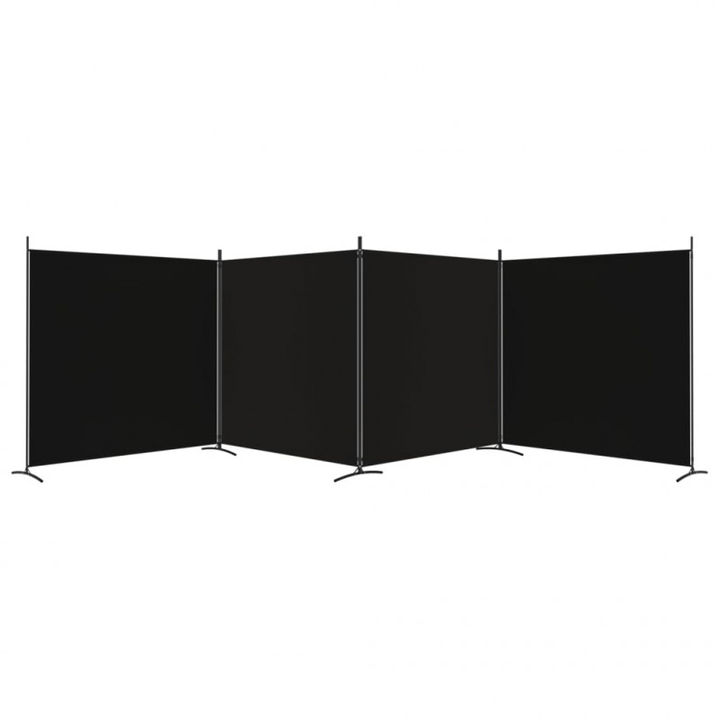 Parawan 4-panelowy, czarny, 698x180 cm, tkanina