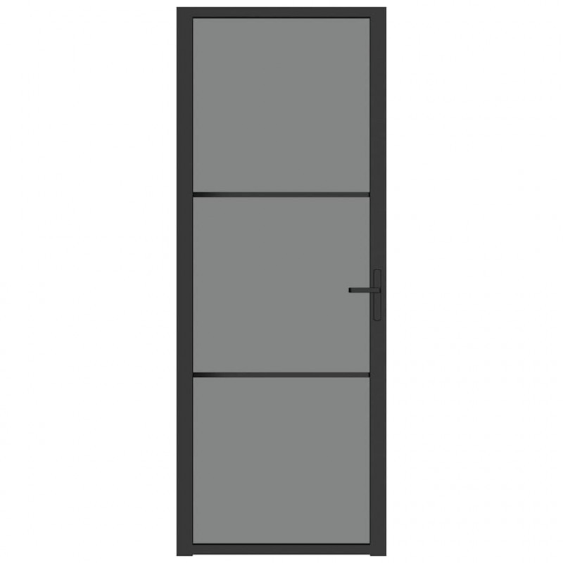 Drzwi wewnętrzne, 76x201,5 cm, czarne, szkło ESG i aluminium