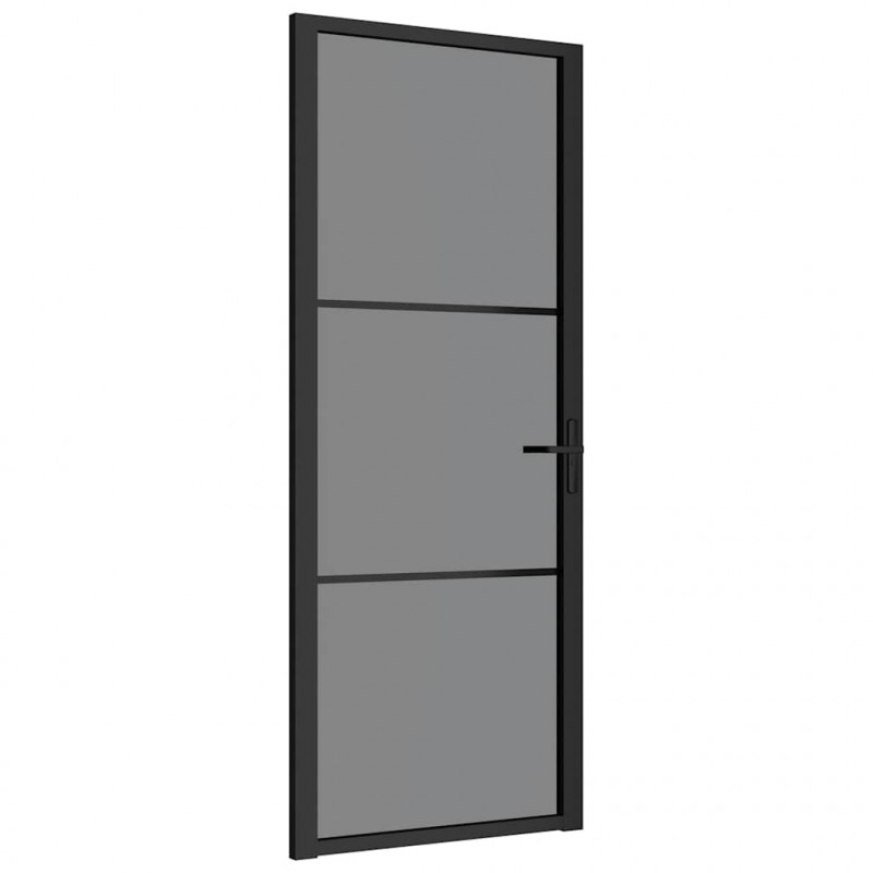 Drzwi wewnętrzne, 83x201,5 cm, czarne, szkło ESG i aluminium