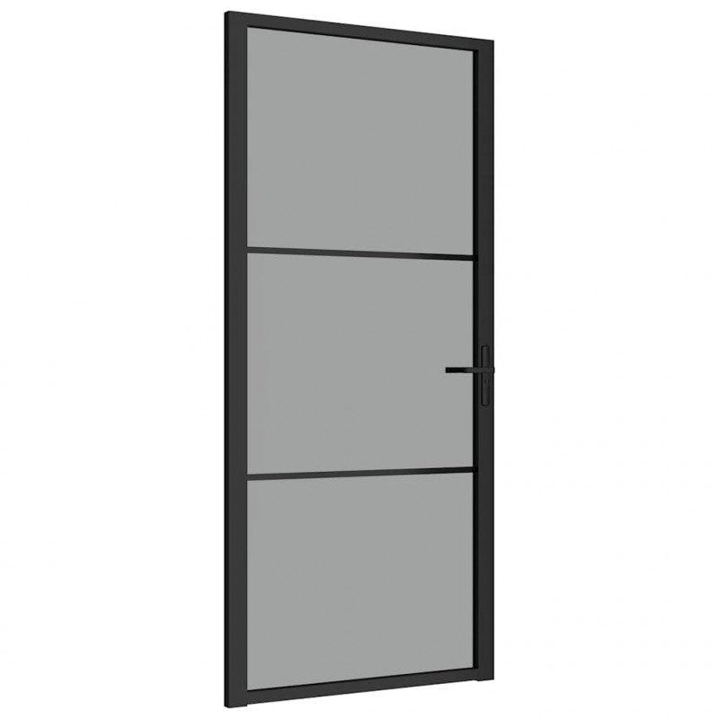 Drzwi wewnętrzne, 93x201,5 cm, czarne, szkło ESG i aluminium