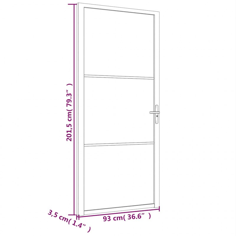 Drzwi wewnętrzne, 93x201,5 cm, czarne, szkło ESG i aluminium