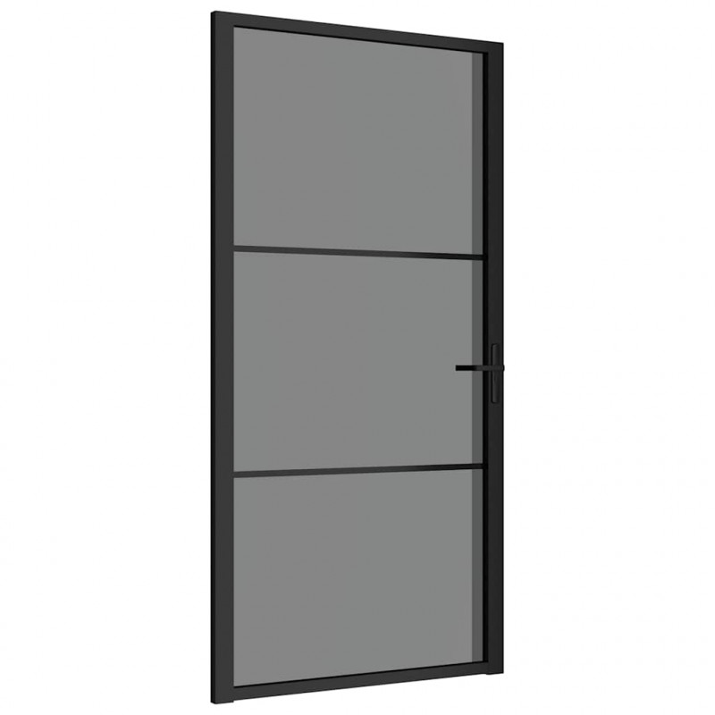 Drzwi wewnętrzne, 102,5x201,5 cm, czarne, szkło ESG i aluminium