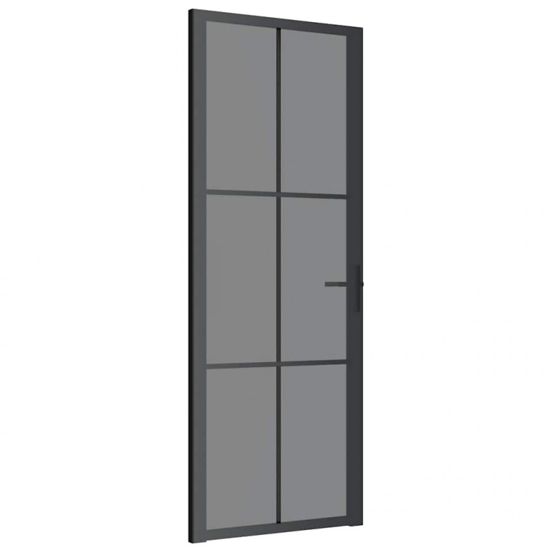 Drzwi wewnętrzne, 76x201,5 cm, czarne, szkło ESG i aluminium