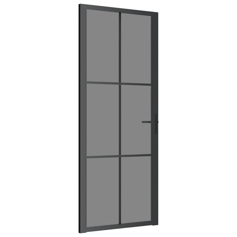 Drzwi wewnętrzne, 83x201,5 cm, czarne, szkło ESG i aluminium