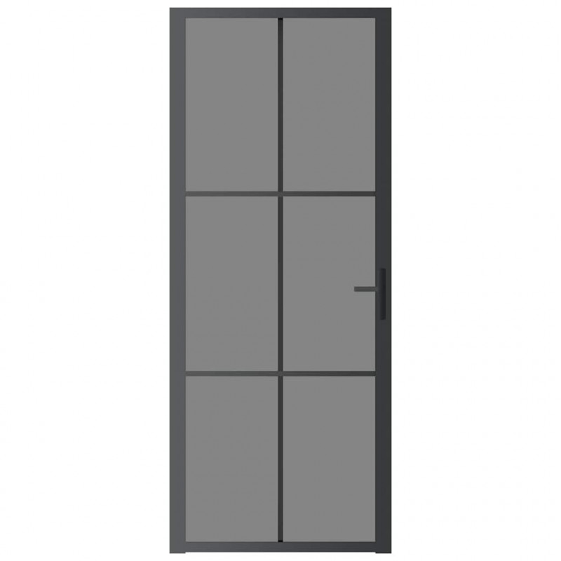 Drzwi wewnętrzne, 83x201,5 cm, czarne, szkło ESG i aluminium