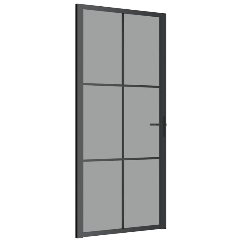 Drzwi wewnętrzne, 93x201,5 cm, czarne, szkło ESG i aluminium