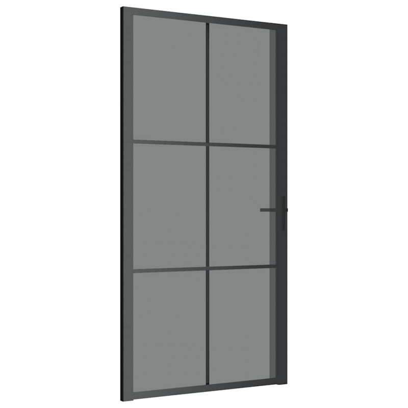 Drzwi wewnętrzne, 102,5x201,5 cm, czarne, szkło ESG i aluminium