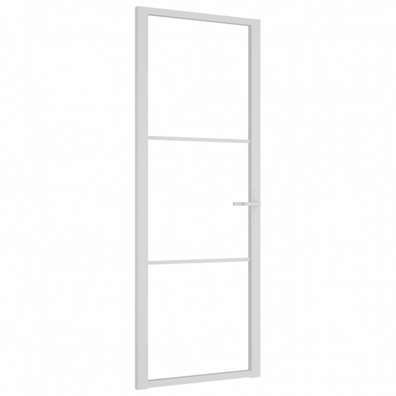 Drzwi wewnętrzne, 76x201,5 cm, białe, szkło ESG i aluminium