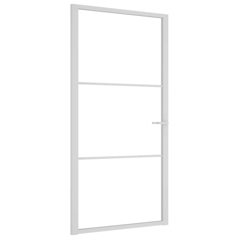 Drzwi wewnętrzne, 102,5x201,5 cm, białe, szkło ESG i aluminium