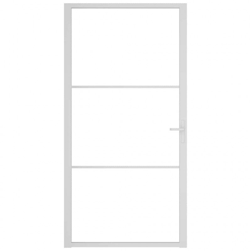 Drzwi wewnętrzne, 102,5x201,5 cm, białe, szkło ESG i aluminium