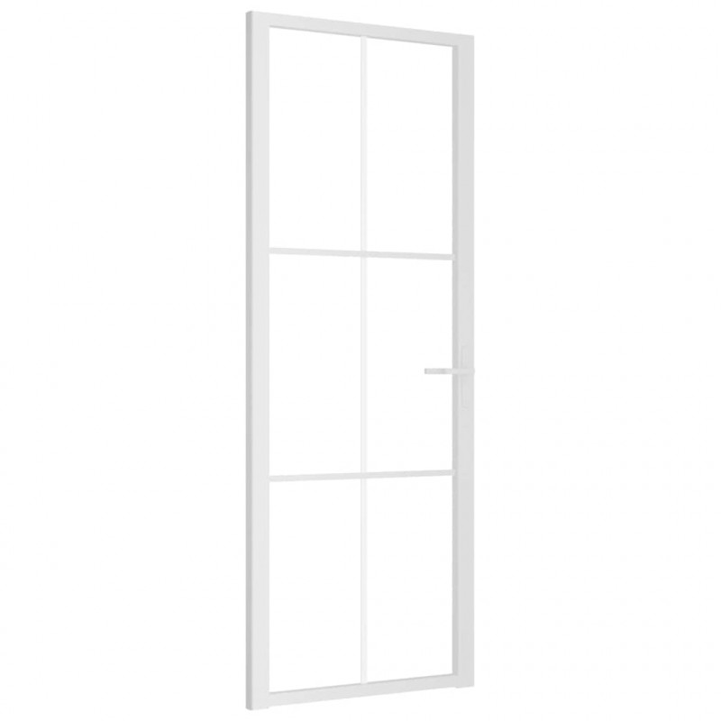Drzwi wewnętrzne, 76x201,5 cm, białe, szkło ESG i aluminium