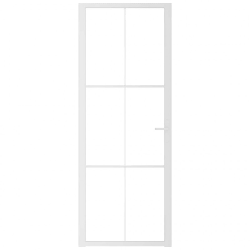 Drzwi wewnętrzne, 76x201,5 cm, białe, szkło ESG i aluminium
