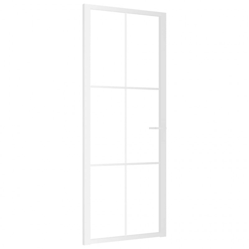 Drzwi wewnętrzne, 83x201,5 cm, białe, szkło ESG i aluminium