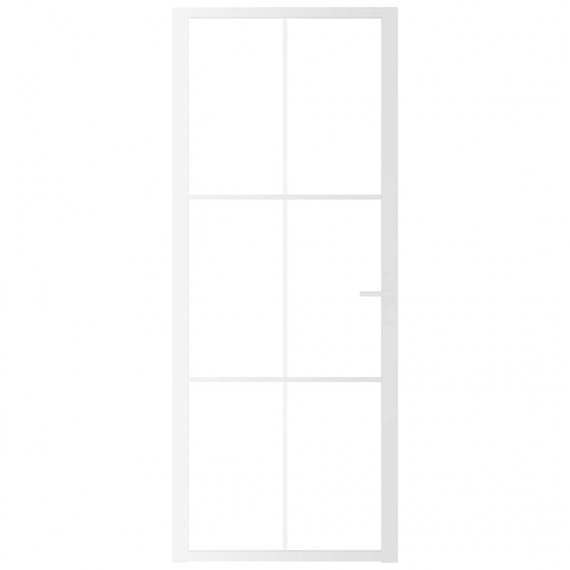 Drzwi wewnętrzne, 83x201,5 cm, białe, szkło ESG i aluminium