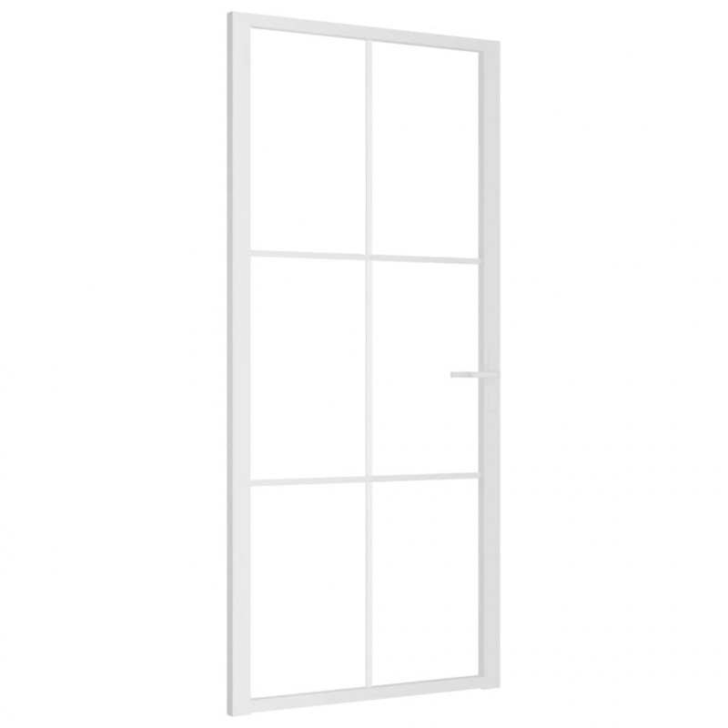 Drzwi wewnętrzne, 93x201,5 cm, białe, szkło ESG i aluminium