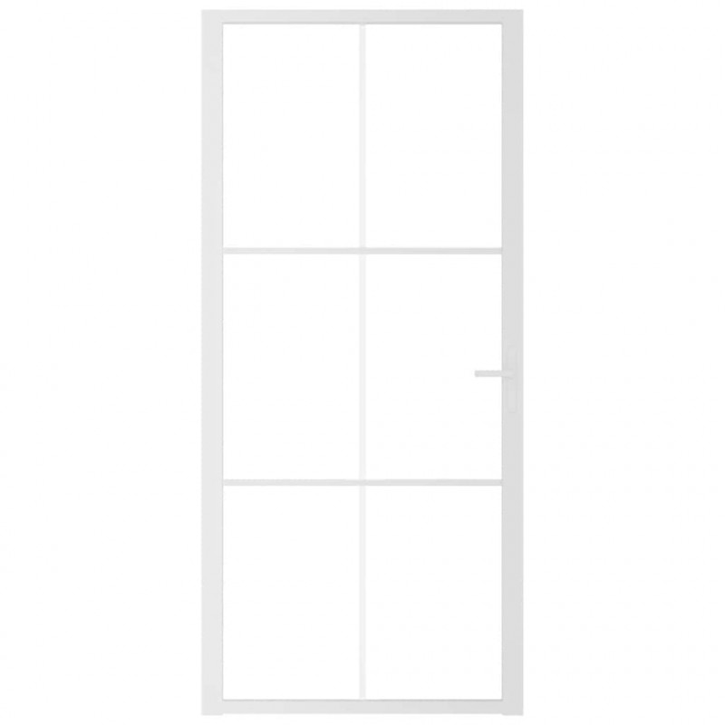 Drzwi wewnętrzne, 93x201,5 cm, białe, szkło ESG i aluminium