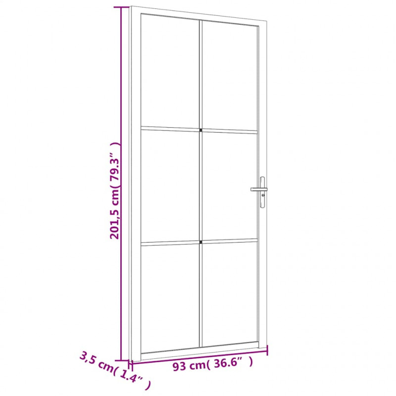 Drzwi wewnętrzne, 93x201,5 cm, białe, szkło ESG i aluminium