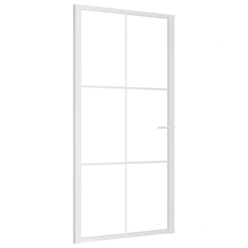 Drzwi wewnętrzne, 102,5x201,5 cm, białe, szkło ESG i aluminium