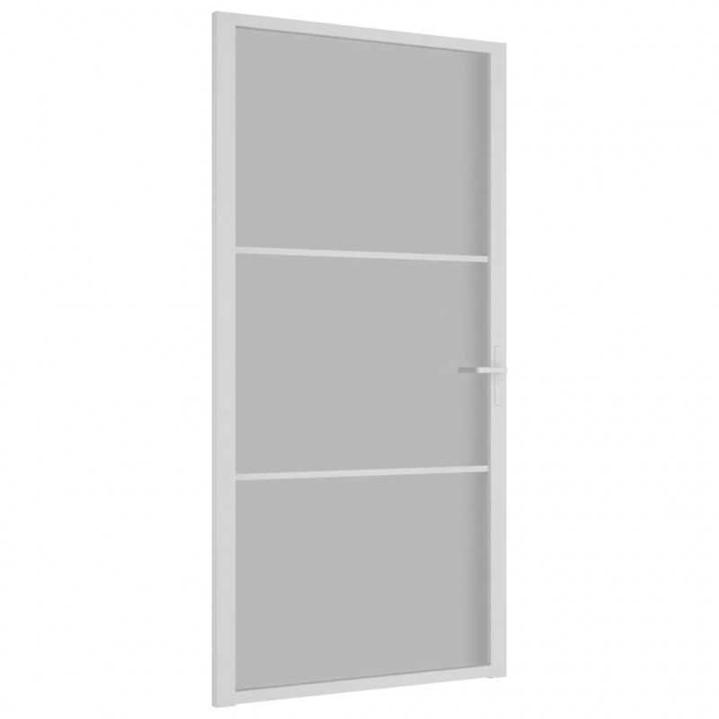 Drzwi wewnętrzne, 102,5x201,5 cm, białe, szkło mat i aluminium