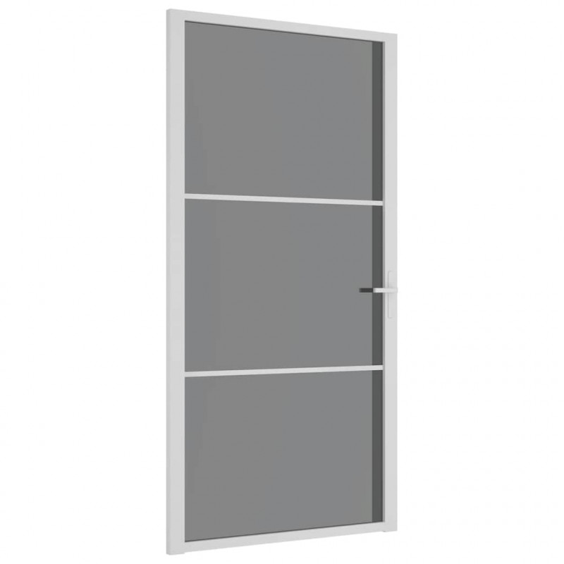 Drzwi wewnętrzne, 102,5x201,5 cm, białe, szkło ESG i aluminium