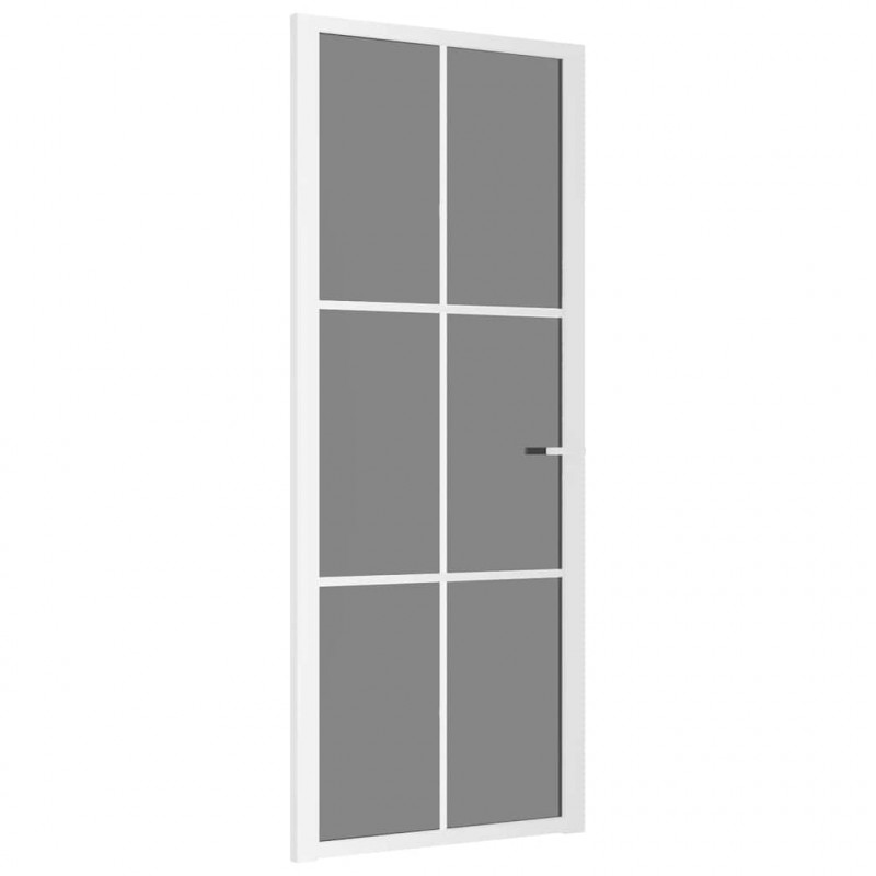 Drzwi wewnętrzne, 83x201,5 cm, białe, szkło ESG i aluminium
